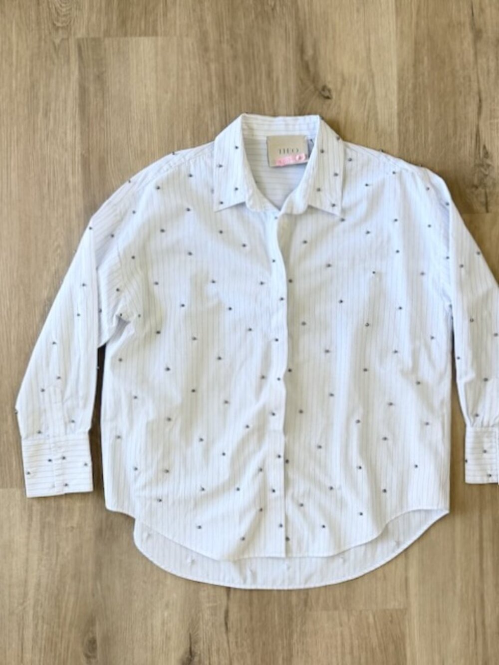 THEO the Label Echo Pearly Pinstripe Shirt M
